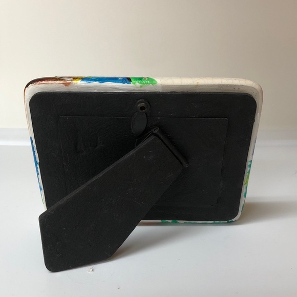 Colorful picture Frame Small ceramic handpainted Leaves tropical floral - Picture 6 of 7